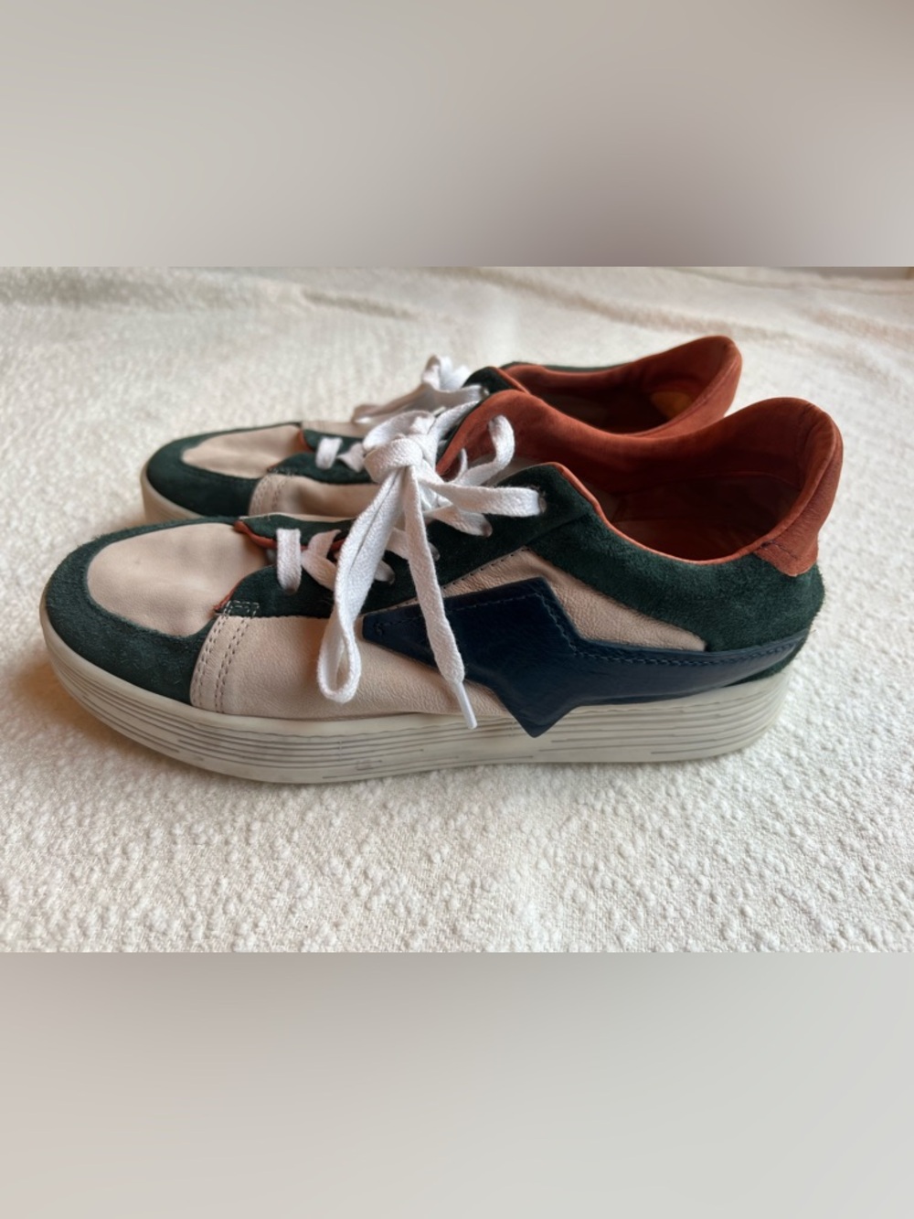 A.S. 98 Italian Leather Suede Colorblock Sneakers Womens Size 38 US 7.5‎ Low Top